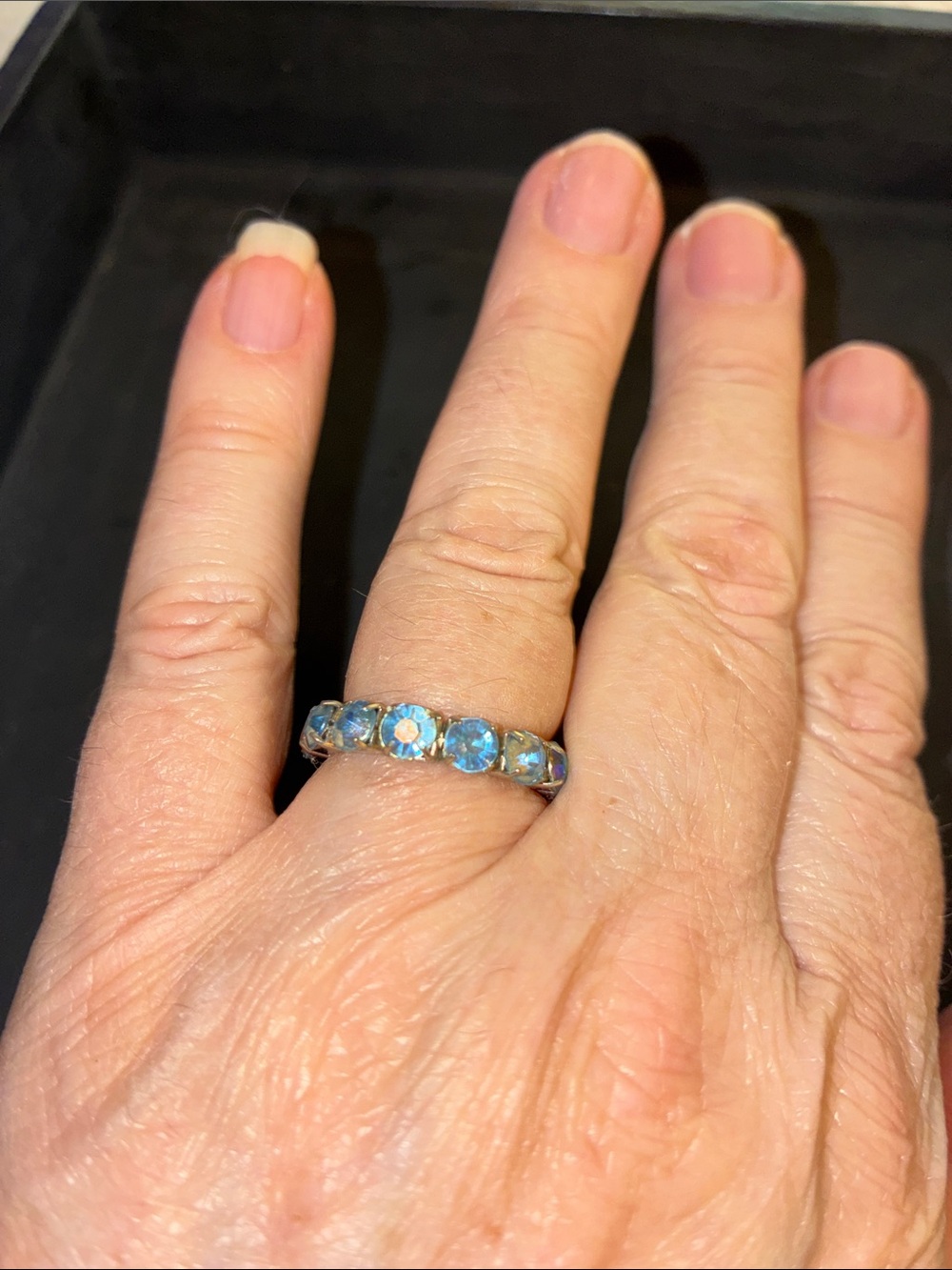 Blue Crystal Eternity Stretch Band Ring